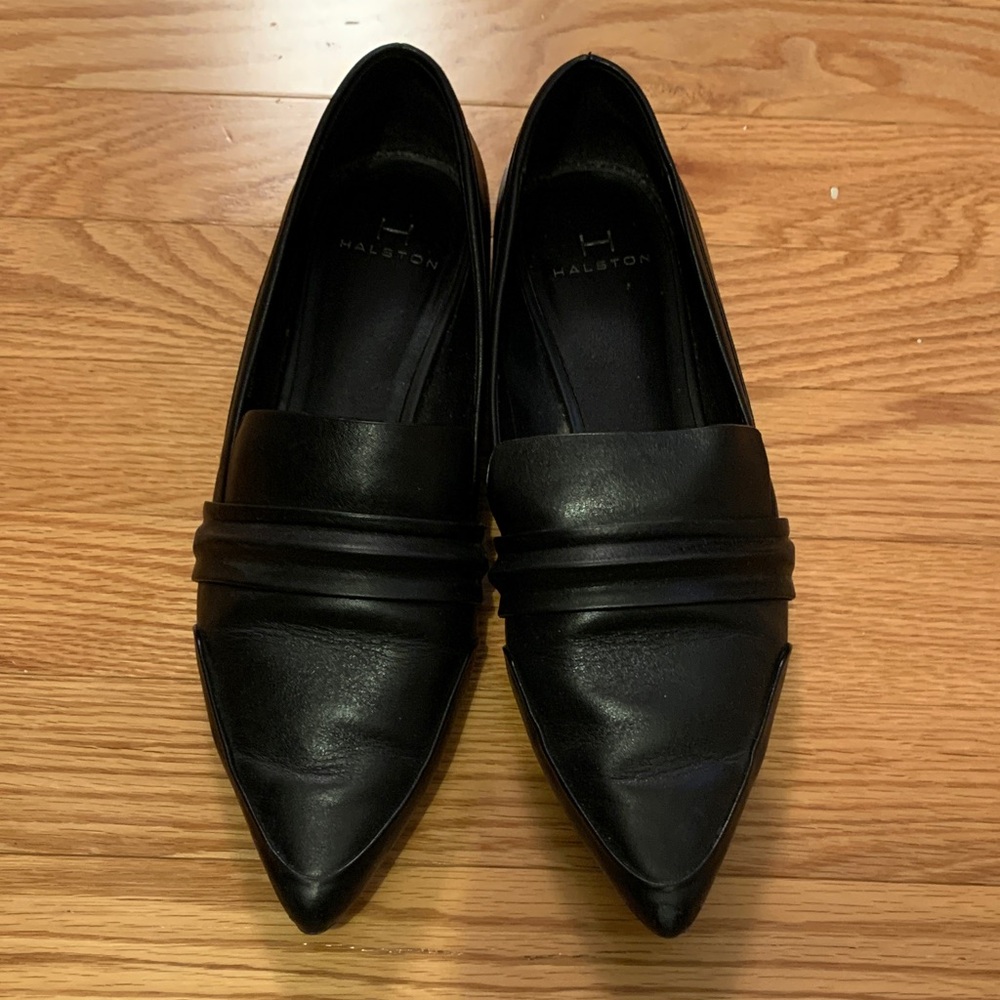 Halston Heritage Black Leather Flats